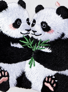 革绫同画刺绣实木相框摆件熊猫学业有成锦鲤附体非遗工艺桌面装饰