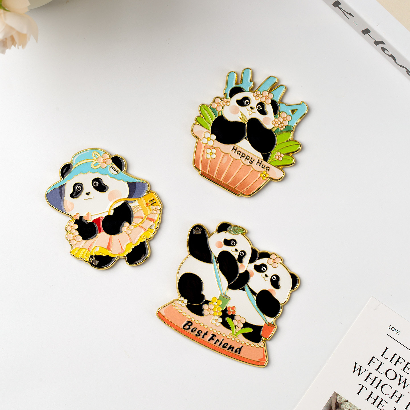 成都熊猫花花金属文创冰箱贴磁贴熊猫基地纪念品可爱高级感伴手礼,淘宝优惠券,粉丝福利购,淘宝优惠卷