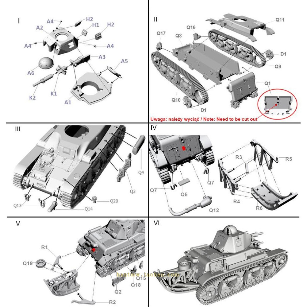 FTF-72107法国带尾巴的雷诺R39与SA38大炮坦克1/72塑料拼装模型 - 图0