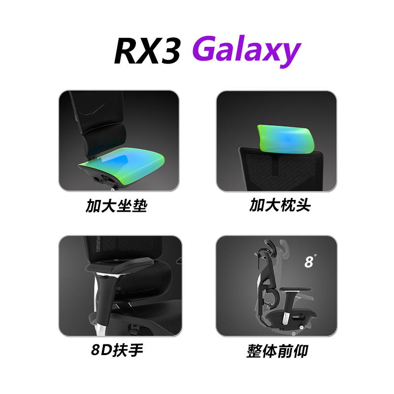 TRAMAX创思智能RX3Galaxy人体工学椅子办公座椅老板椅舒适电竞椅H