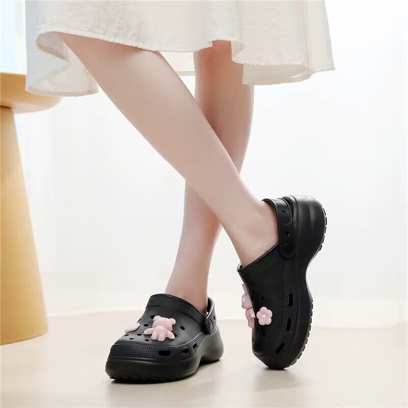 美人桥新款女拖鞋休闲舒适厚底一字凉鞋室外防滑耐磨潮流洞洞沙滩,淘宝优惠券,粉丝福利购,淘宝优惠卷