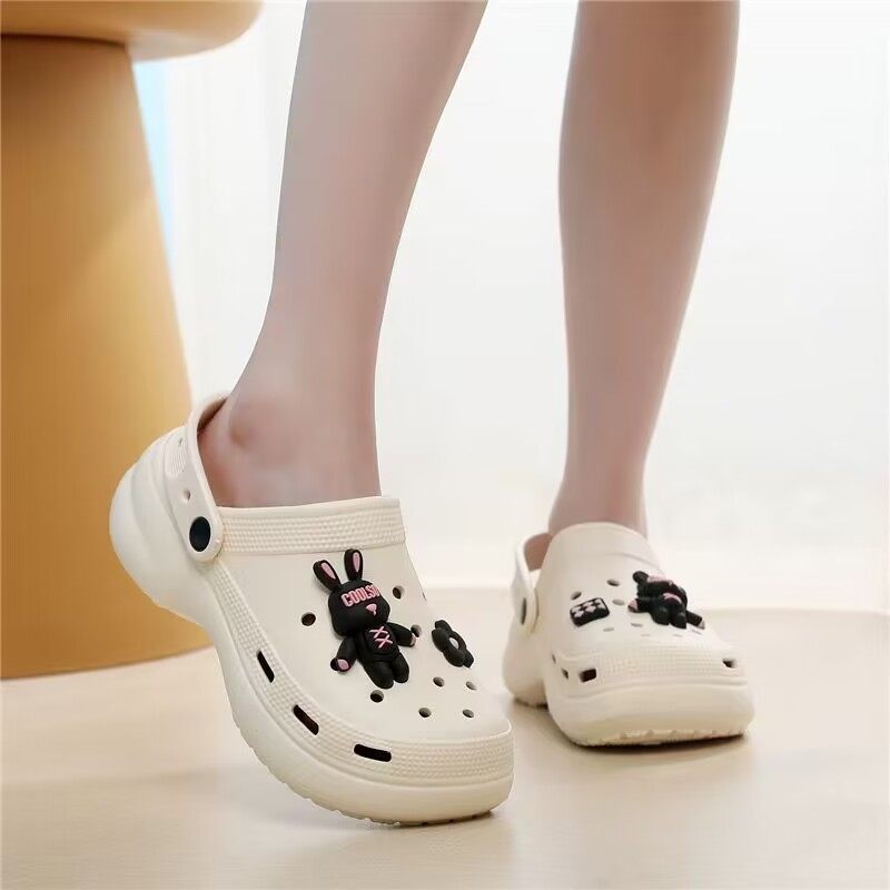 美人桥新款女拖鞋休闲舒适厚底一字凉鞋室外防滑耐磨潮流洞洞沙滩,淘宝优惠券,粉丝福利购,淘宝优惠卷