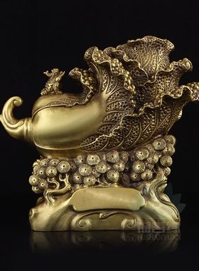 铜白菜摆件百财招来财富高升招财