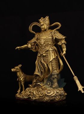 铜二郎神佛像摆件哮天犬二郎真君