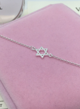 韩国纯银六芒星时尚个性风手链