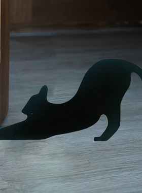 万圣节 新款创意黑色猫咪门挡 家居地面木质工艺品黑猫摆件