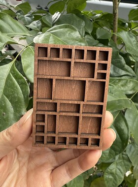 木质创意木盒 微型珠宝架 矿石标本大小收纳盒放宝石戒指小盒