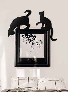 万圣节门框装饰可爱黑色猫咪 节日派对家居画框木质