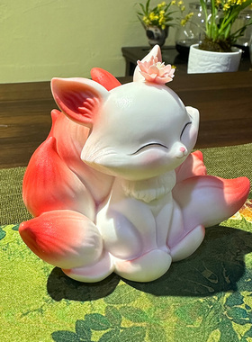九尾狐小号陶瓷招财装饰摆件