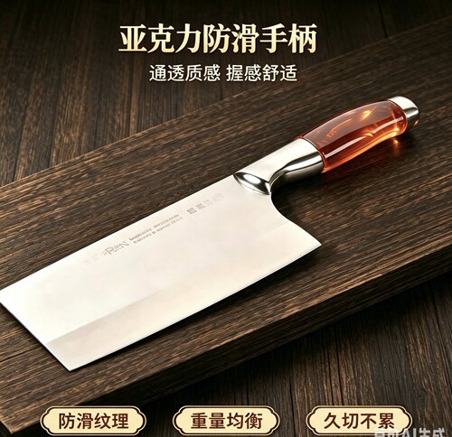 大足龙水艺人菜刀锻打切片刀剪套装 不锈钢中片刀厨房多用剪刀 - 图0