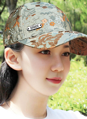 帽子女洋气百搭防晒鸭舌帽时尚韩版可调节棒球帽夏新款风景遮阳帽