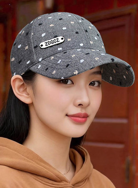 四季帽子女休闲百搭鸭舌帽新款可调节显脸小棒球帽硬顶防晒遮阳帽