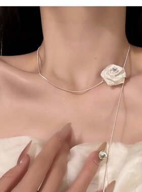 2026新款网纱玫瑰抽拉锁骨链