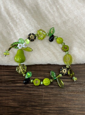 青梨与春芽植物串珠手链高级感