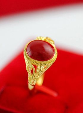 金满多女性铜仿玉戒指