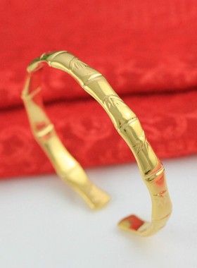 金满多女生竹叶久不掉色黄铜手镯