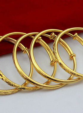 镀金韩版简约百搭黄铜女18k手镯