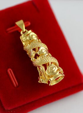 金满多12生肖镂空龙柱图腾吊坠