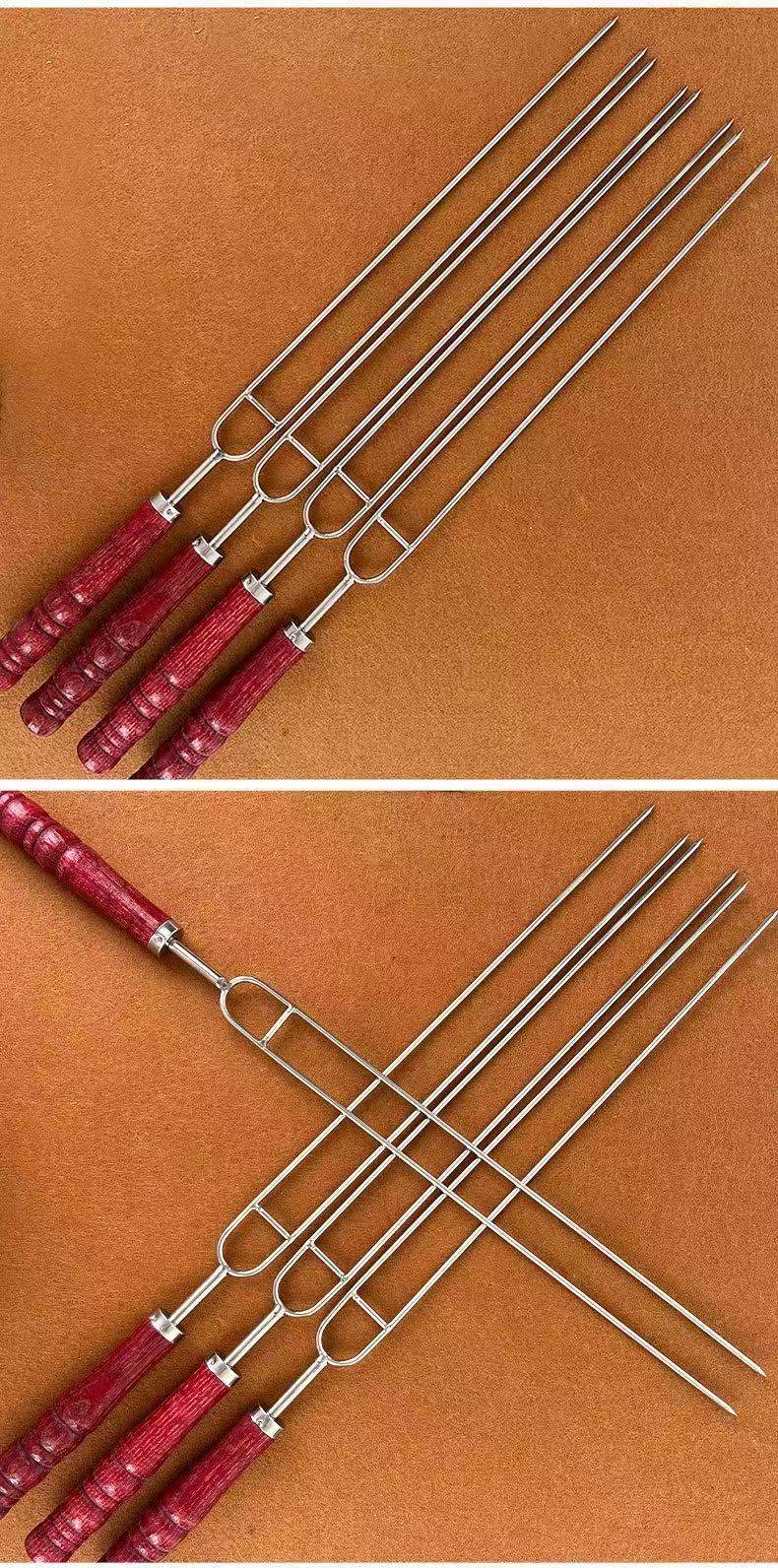 烧烤签子不锈钢烤串鸡翅叉子木柄商用U型烤肉无烟吊炉烧烤针工具,淘宝优惠券,粉丝福利购,淘宝优惠卷