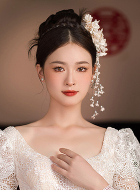 韩式超仙头饰铃兰花花朵手工流苏发夹复古婚纱发饰森系新娘饰品