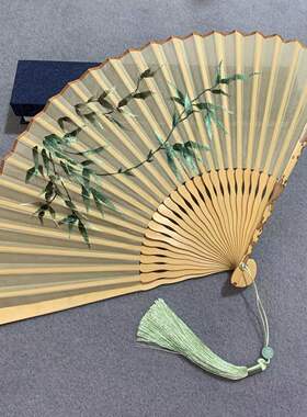 汉墨记苏绣折扇手推绣