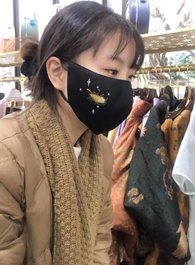 国风人工刺绣真丝双层防尘汉