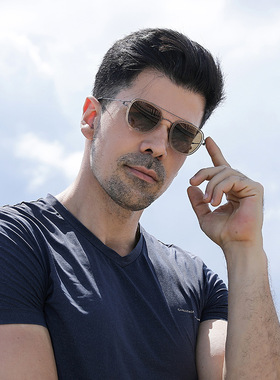 黄觉同款林德lind偏光墨镜8205双梁椭圆飞行员款户外开车防紫外线