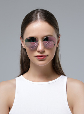 林德同款墨镜8202双梁圆框飞行员款开车防紫外线偏光太阳眼镜度数