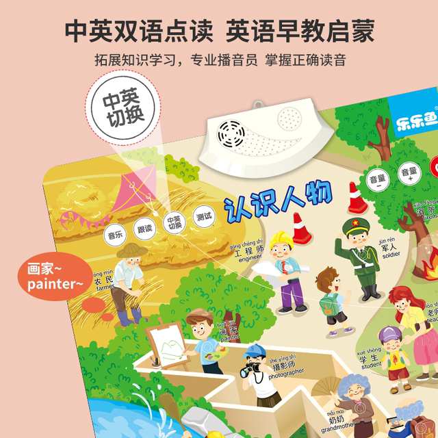 有声挂图点读发声宝宝早教启蒙场景新款认识人物称呼称谓交通工具