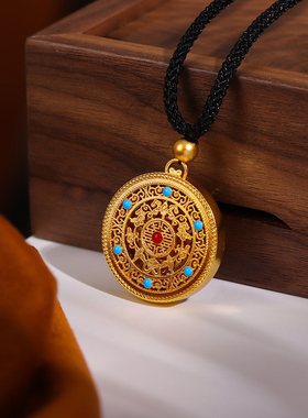 韦雪同款项链古法太阳花吊坠中国风复古百搭毛衣链配饰2025新款女