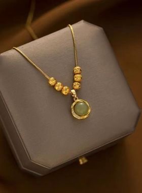 【不掉色不过敏】钛钢绿豆吊坠项链2023新款火爆款时尚百搭