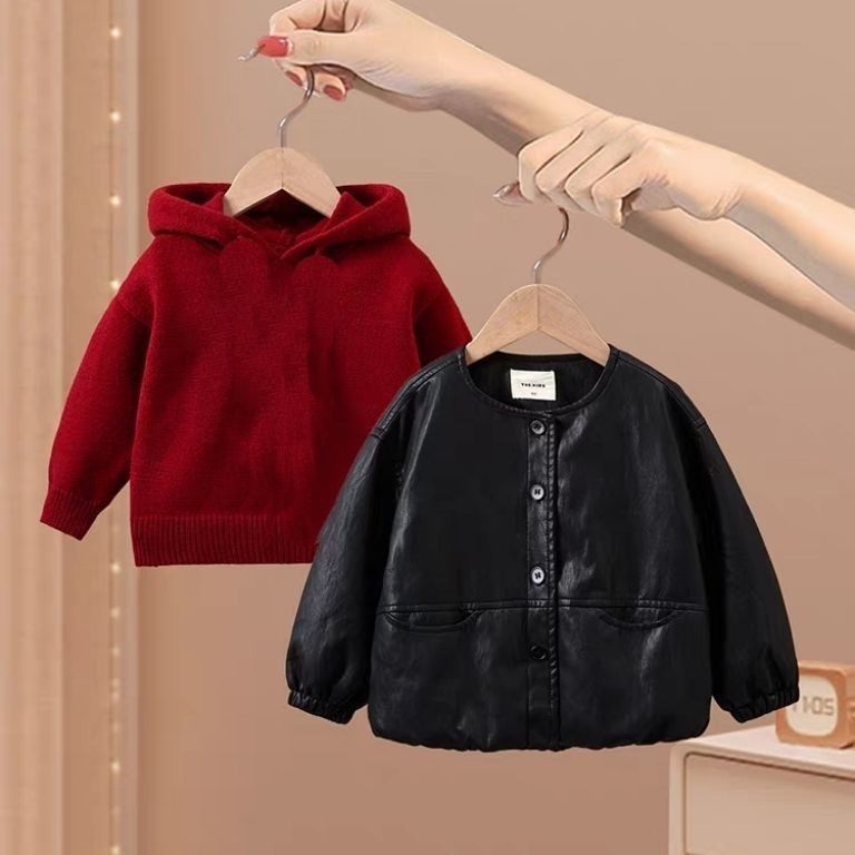女童秋装韩版套装2025新款洋气女孩皮衣外套牛仔裤超好看秋三件套,淘宝优惠券,粉丝福利购,淘宝优惠卷
