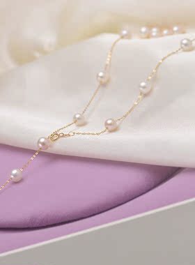 淡水珍珠正圆18K金满天星项链