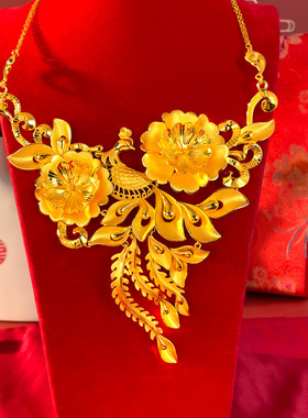 镀黄金色项链新娘订婚道具
