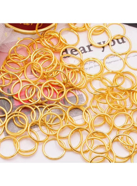 越南沙金素圈戒指女闭口