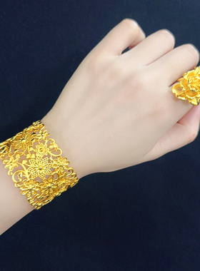 福中禧沙金镂空手镯婚嫁饰品