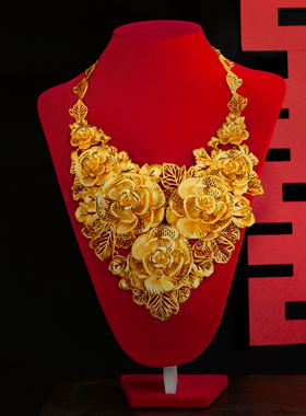 花开富贵繁花项链精美结婚假三金
