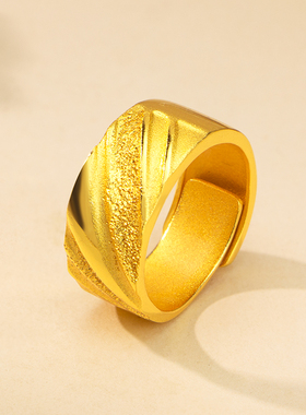 2025新中式镀黄金色波浪纹戒指