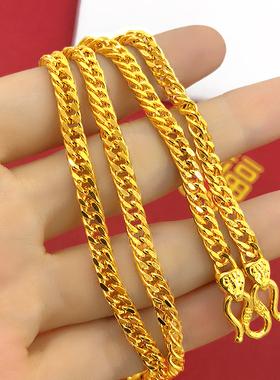 男士欧币福字项链镀金