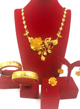 薄款新娘结婚金项链铜女龙凤手镯