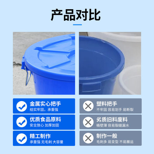 大白桶白色蓝色全新熟料桶盖多功能装水桶垃圾桶升级版加厚装米桶 - 图0