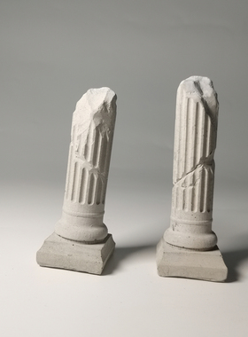 爱奥尼克破损罗马柱水泥混凝土鱼缸造景创意装饰水泥布景桌面摆件