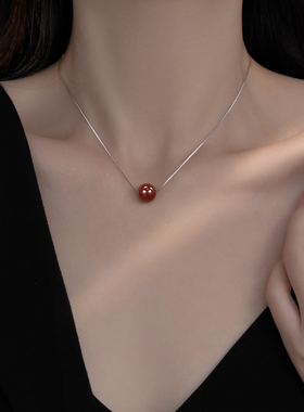 瑞泓祥朱砂项链纯银女