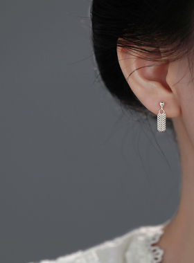 925纯银麦穗流苏耳钉女