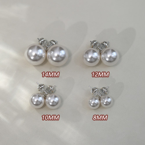 fever同款珍珠耳钉999纯银施家耳环2026新款爆款高级轻奢正圆耳饰 - 图1