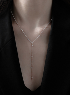 925纯银流苏项链女锁骨链