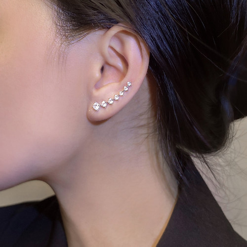 925纯银耳钉女闪钻耳环小众气质高级感轻奢耳饰2026年新款潮爆款 - 图3