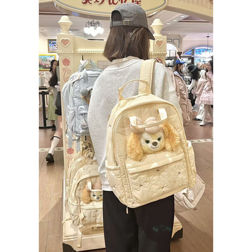 可琦安双肩包可爱卡通玩偶包大学生上课书包软乎乎蝴蝶结饼饼背包 - 图3