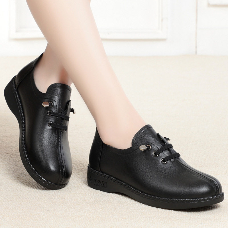 新款春秋真皮软底舒适防滑平底工作鞋单鞋女鞋大码中老年妈妈皮鞋,淘宝优惠券,粉丝福利购,淘宝优惠卷