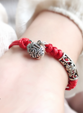 匠趣2022新年S925纯银编织红绳手链男女手绳复古闺蜜节日礼物